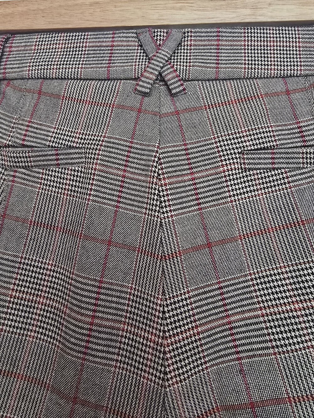 Anthropologie The Essential Collection Brown Plaid Slim Trousers Size 8 - Picture 9 of 12